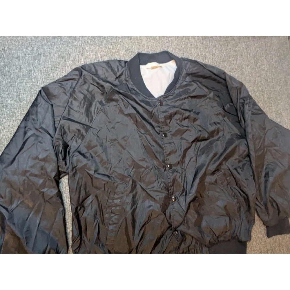 Vintage Hartwell Windbreaker Jacket Men's 2XL Black Long Sleeve Varsity Style - Picture 2 of 10